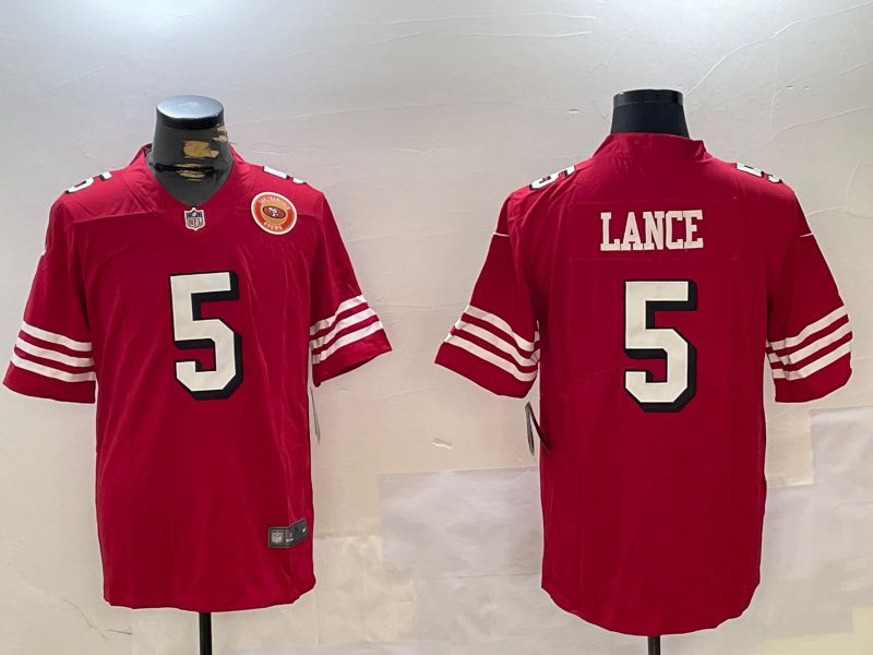 Men San Francisco 49ers #5 Lance Red Second generation 2024 Nike Limited NFL Jersey style 5